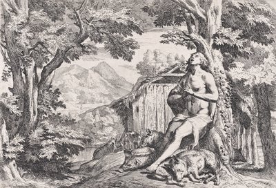 A tékozló fiú a disznók között, négy lenyomatból álló sorozatból, kb. 1645. alkotó: Pietro Testa