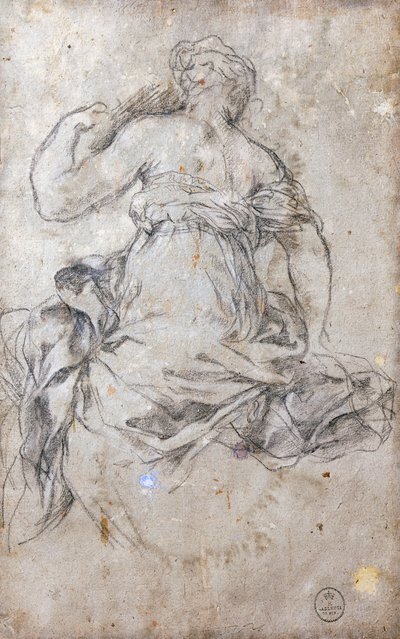 Női alak, Study for the Age of Silver freskó alkotó: Pietro da Cortona