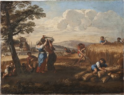 Táj betakarítási jelenettel – Táj betakarítással, Cortona, Pietro da (1596-1669) (Pierre de Cortona). Olajfestmény. Mérete: 50x65 cm. Nemzeti Múzeum Stockholm alkotó: Pietro da Cortona