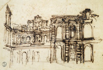 Színházi tanulmány a firenzei Palazzo Pittiben, Pietro Berrettini, Pietro da Cortona (1596-1669), Olaszország alkotó: Pietro da Cortona