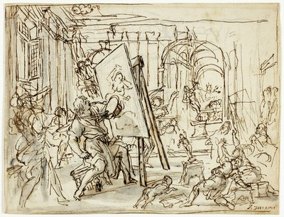 Földrengés egy művész műtermében alkotó: Pietro da Cortona