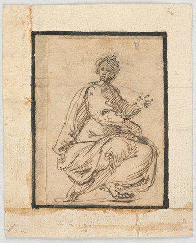 Vázlatfüzet oldala: Allegorikus ábra alkotó: Pietro da Cortona