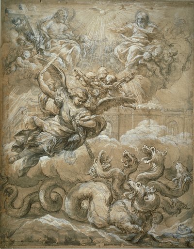 A Szentháromság Szent Mihállyal, aki meghódítja a sárkányt, 1666 alkotó: Pietro da Cortona