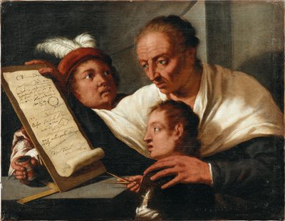 Tanító két iskolás fiúval, 1650 után. alkotó: Pietro della Vecchia