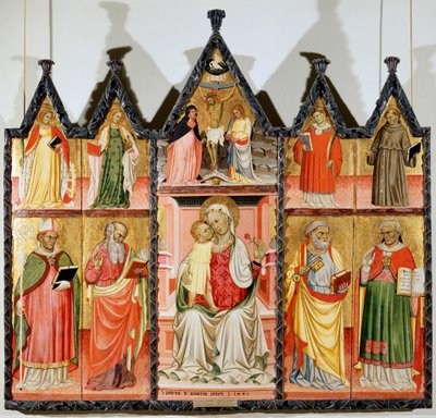 Madonna és gyermek a szentekkel poliptichon, tíz különálló tábla, 1440 alkotó: Pietro di Giovanni Lianori