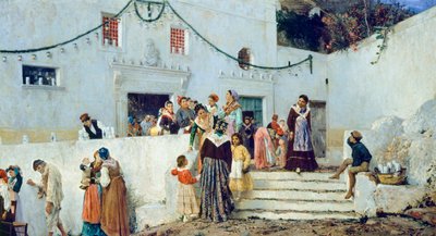 Ünnepnap, Pio Joris (1843-1921), olaj, vászon, 93x160 cm alkotó: Pio Joris