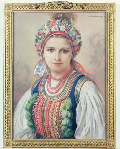 Krakkói menyasszony, 1917 (pasztell, karton) alkotó: Piotr Stachiewicz