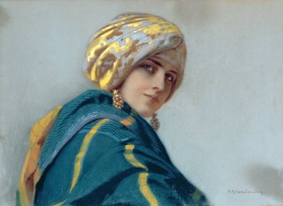Kendős lány, 1920 körül alkotó: Piotr Stachiewicz