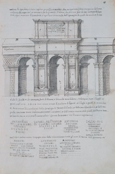 Claudius boltíve Rómában, rajz, a római ókorból, Pirro Ligorio (1513-1583) alkotó: Pirro Ligorio