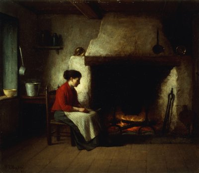 A kandalló mellett, 1881 alkotó: Platt Powell Ryder