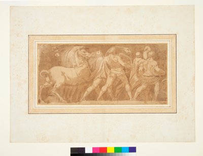 Frieze a római diadal egy részével (toll és barna tinta és barna mosás) alkotó: Polidoro da (after) Caravaggio