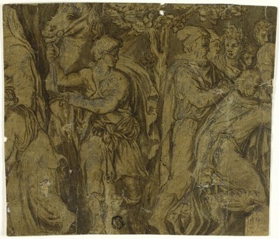 Niobe története: Lovas ifjúság; imádók alkotó: Polidoro da Caravaggio