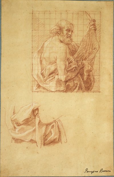 Tanulmány Szent Bertalan és Drapery számára alkotó: Pompeo Girolamo Batoni
