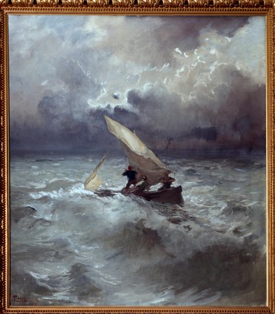 Tempete en mer (Vihar a tengeren) Pompeo Mariani (1857-1927) festménye 1898 Méret: 145x135 cm Genes, Galleria d