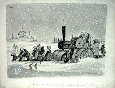 Népszerű tévhitek: Élet Oroszországban, illusztráció a Punchból, megjelent 1939. december 27-én (toll, tinta, monokróm akvarell és testfesték papíron) alkotó: Pont
