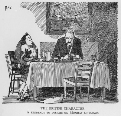 A brit karakter, hajlam a kétségbeesésre hétfő reggel (litho) alkotó: Pont
