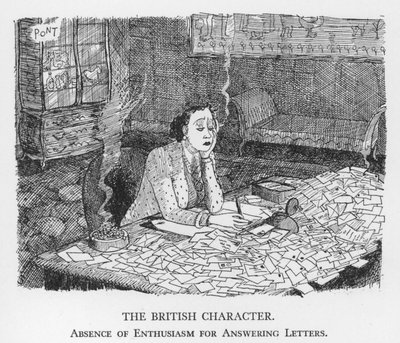 A brit karakter, a levélválaszolás iránti lelkesedés hiánya (litho) alkotó: Pont