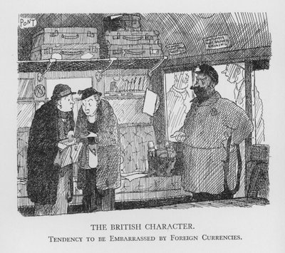 A brit karakter, a külföldi valuták miatti kínos helyzet (litho) alkotó: Pont