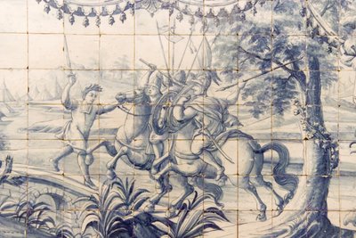 Sándor (Kr. e. 356-323) a perzsák ellen harcolva, 1745 körül (kerámia) (lásd még: 237498) alkotó: Portuguese School
