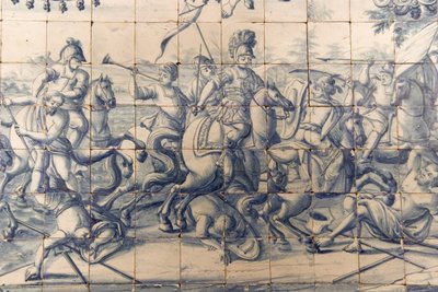 Sándor (Kr. e. 356-323) a perzsák ellen harcoló, 1745 körül (kerámia) (lásd még: 237499) alkotó: Portuguese School