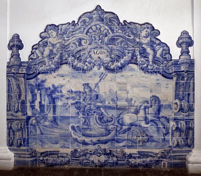 Víz allegóriája - Azulejok, festett cserép alkotó: Portuguese School