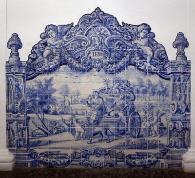 A Föld allegóriája - Azulejos, festett fajansz alkotó: Portuguese School