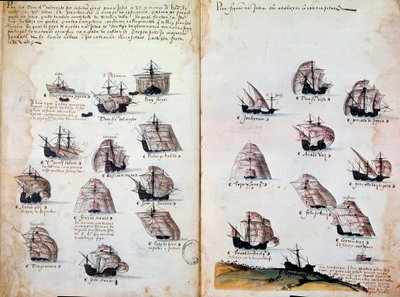 Hadihajók. Emlékek Portugália armadáiról I. Mánuel király (1469-1521) alatt. Kézirat 1505-ből Párizs. BN alkotó: Portuguese School