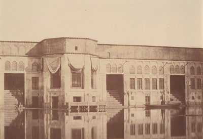 [Qasr of the Shah nyári rezidenciája, Emarat-e xoruji, Teherán, Irán], 1840-60-as évek. alkotó: Possibly by Luigi Pesce.