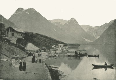 Mundal, a Fjaerlandsfjorden, Sogn, Norvégia, 1895. alkotó: Poulton and Co