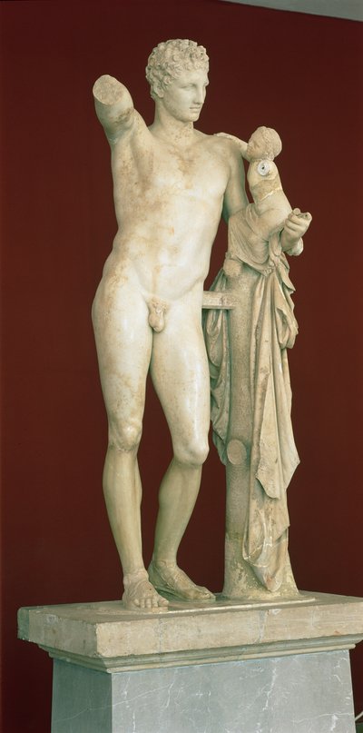 Hermész és a gyermek Dionüszosz szobra, Kr.e. 330 körül (márvány) alkotó: Praxiteles