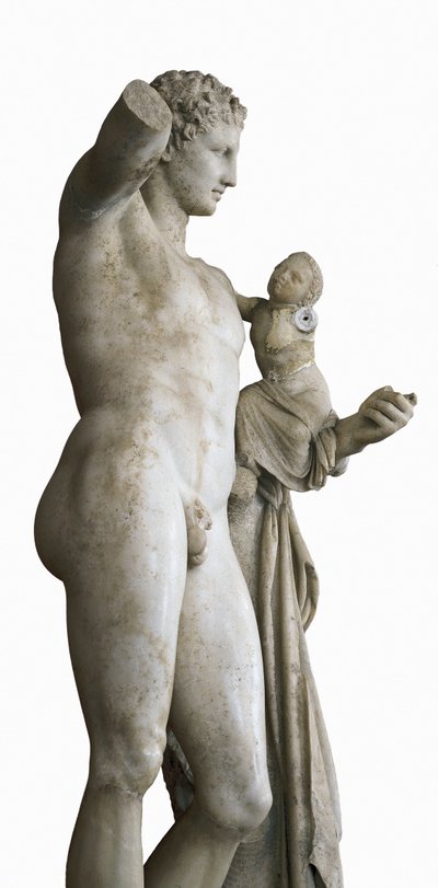 Hermész a gyermek Dionüszoszt hordozója, Kr. e. ie 330 (márvány) alkotó: Praxiteles