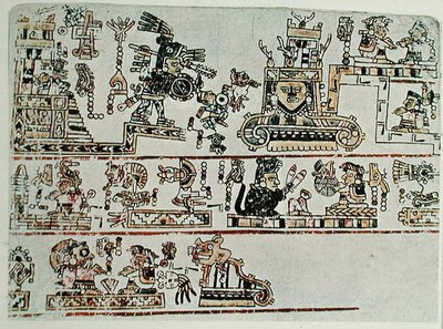 A Codex Bodley fakszimile másolata, részlet, 1521 körül (vellum) alkotó: Pre Columbian Pre Columbian