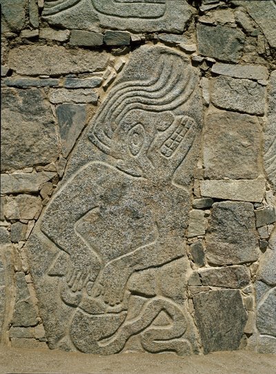 Fal egy harcos domborművel alkotó: Pre-Columbian Pre-Columbian
