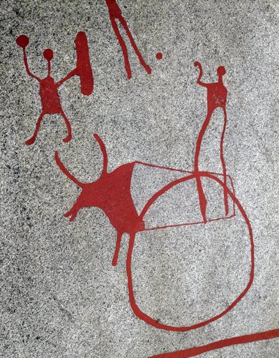 Északi bronzkor: ökör húzta eke, sziklafaragványok a svédországi Tanumban, ie 1800-500 alkotó: Prehistoric Prehistoric