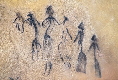 Stilizált-naturalista típusú fallikus tánc, mezolitikus művészet (falfestmény) alkotó: Prehistoric Prehistoric