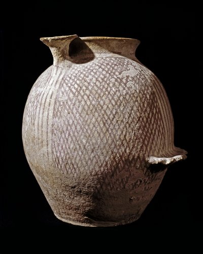 Őstörténet: polikróm kerámia váza Jerikóból. Kr.e. 3000-2100. Amman, Régészeti Múzeum, Jordánia alkotó: Prehistoric Prehistoric