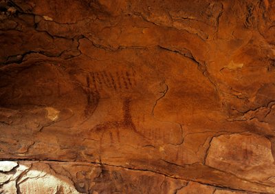 Őstörténet: falfestés. Kőkorszak Kr.e. 5000-2000. Taghit, Hoggar Highland (Ahaggar), Algéria alkotó: Prehistoric Prehistoric