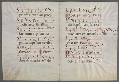 Bifolium egy antifóniából: Zene alkotó: Primo Miniatore di San Domenico