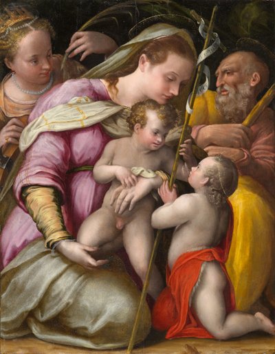 Szent Család Alexandriai Szent Katalinnal és Keresztelő Szent János csecsemőjével, 1551-1556 körül (olaj, nyárfatábla) alkotó: Prospero Fontana