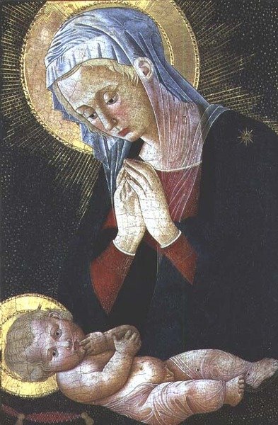 Madonna imádja a Krisztus-gyermeket (tempera a panelen) alkotó: Pseudo Pier Francesco Fiorentino