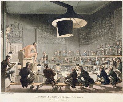Rajz a Királyi Akadémia életéből (színes metszet) alkotó: Pugin and Rowlandson