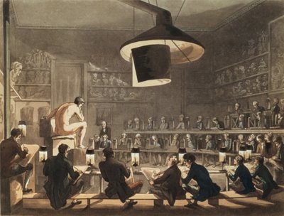 Rajz a Királyi Akadémia életéből, vésette Richard Banks Harraden (1778-1862) (akvatinta) alkotó: Pugin and Rowlandson
