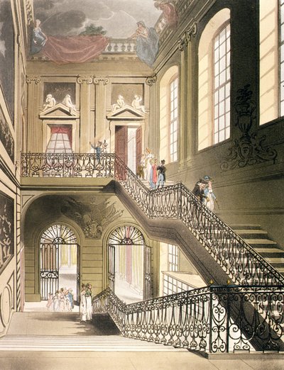 A terem és lépcsőház a British Múzeumból Ackermann „London mikrokozmoszából” alkotó: Pugin and Rowlandson