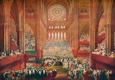 IV. György király koronázása a londoni Westminster Abbeyben, 1821, 1906. alkotó: Pugin and Stephanoff