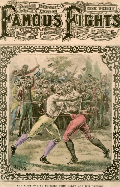 Az első csata John Gully és Bob Gregson között, 1807, a 19. század vége vagy a 20. század eleje. alkotó: Pugnis
