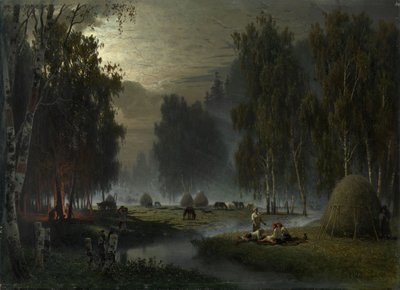 Szénakészítők. Esti pihenő alkotó: Pyotr Alexandrovich Sukhodolsky