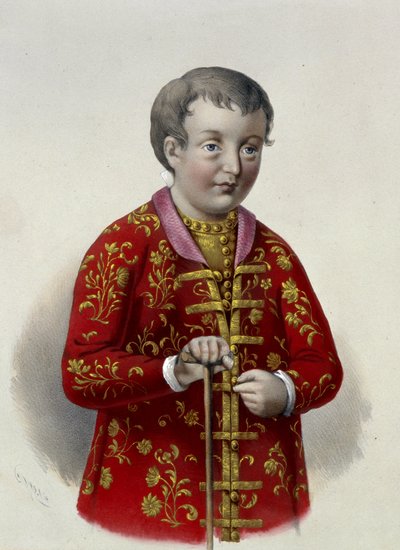 Simeon Alekszejevics orosz nagyherceg (1665-1669) (Orosz Simeon Alekszejevics cár). Pjotr ​​Fjodorovics Borel (1829-1898) munkája, litográfia 1860 körül. 19. századi orosz művészet, neoklasszicizmus. Orosz Állami Könyvtár, Moszkva. alkotó: Pyotr Fyodorovich Borel