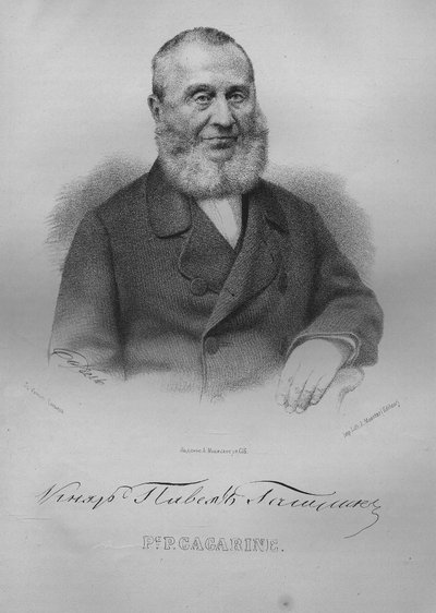 Pavel Pavlovich Gagarin gróf portréja 1789-1872, 1865 alkotó: Pyotr Fyodorovich Borel