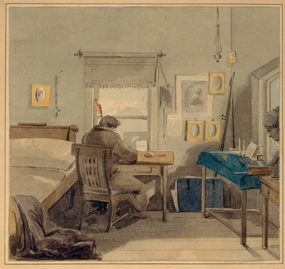 Munkában. A Pavel Nashchokin-házban, 1824 alkotó: Pyotr Fyodorovich Sokolov
