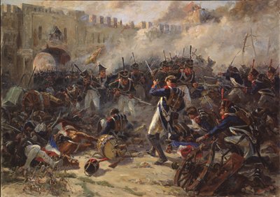 A szmolenszki csata 1812 augusztusában, 1956 alkotó: Pyotr Ivanovich Zhigimont